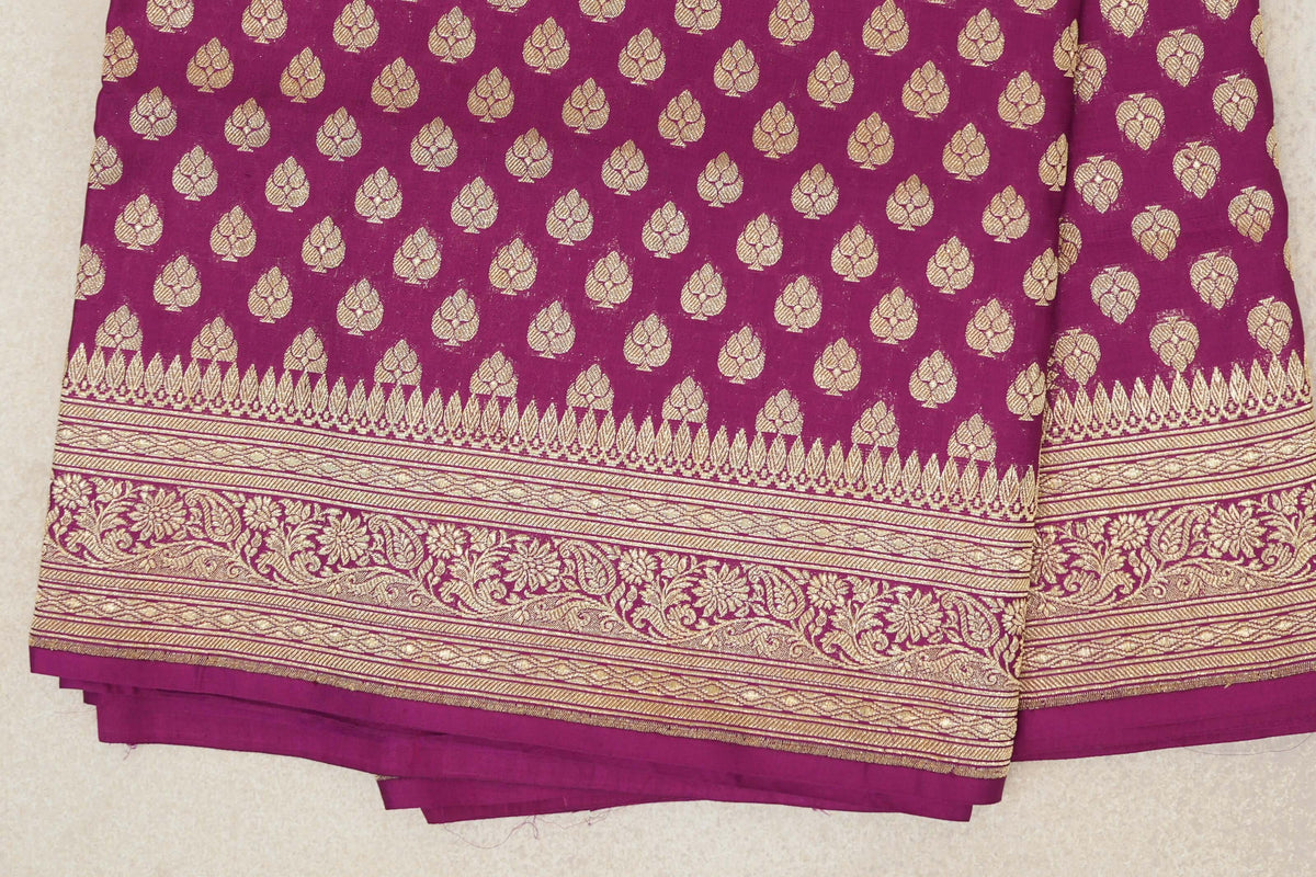 Deep Magenta Banarasi Silk Saree border zoom