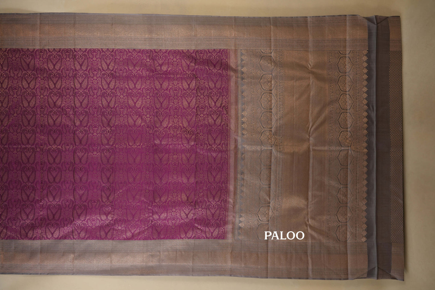 Purple with Grey Borders Vintage Kanjivaram Silk Saree by Shreenivas Silks PSSR017941