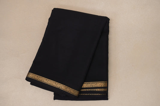 Deep Black Mysore Silk Saree PSSR018993