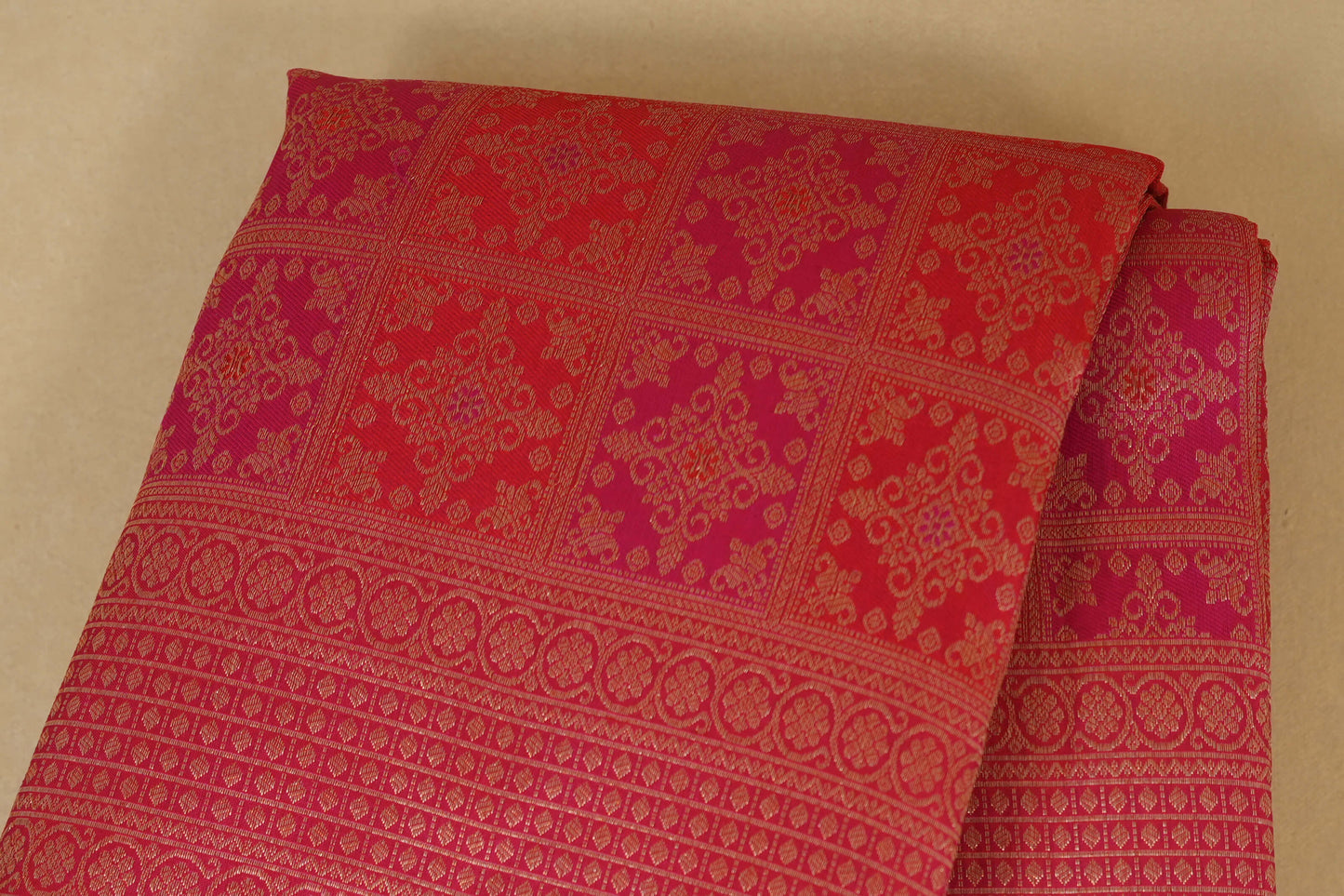 Reddish Pink Vintage Kanjivaram Silk Saree by Shreenivas Silks PSSR017942