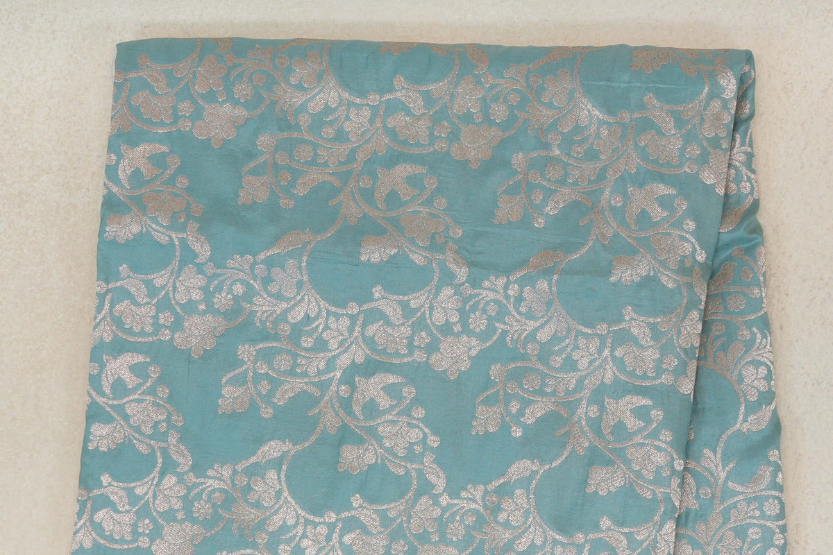 Powder Blue Banarasi Silk Saree body zoom