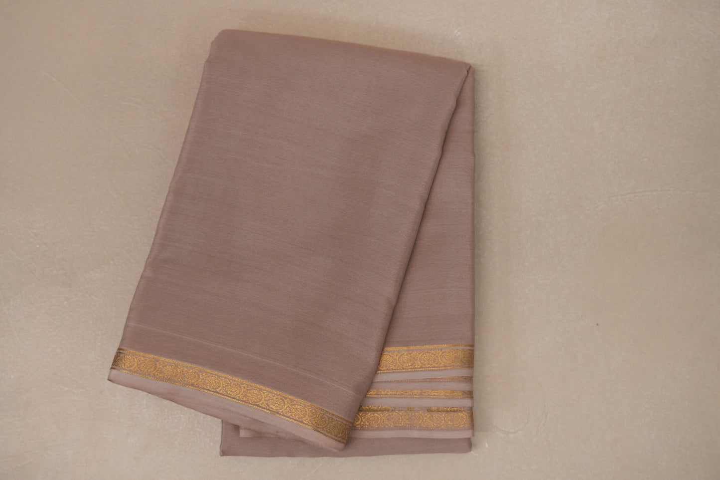 Dark Beige Mysore Silk Saree PSSR018994