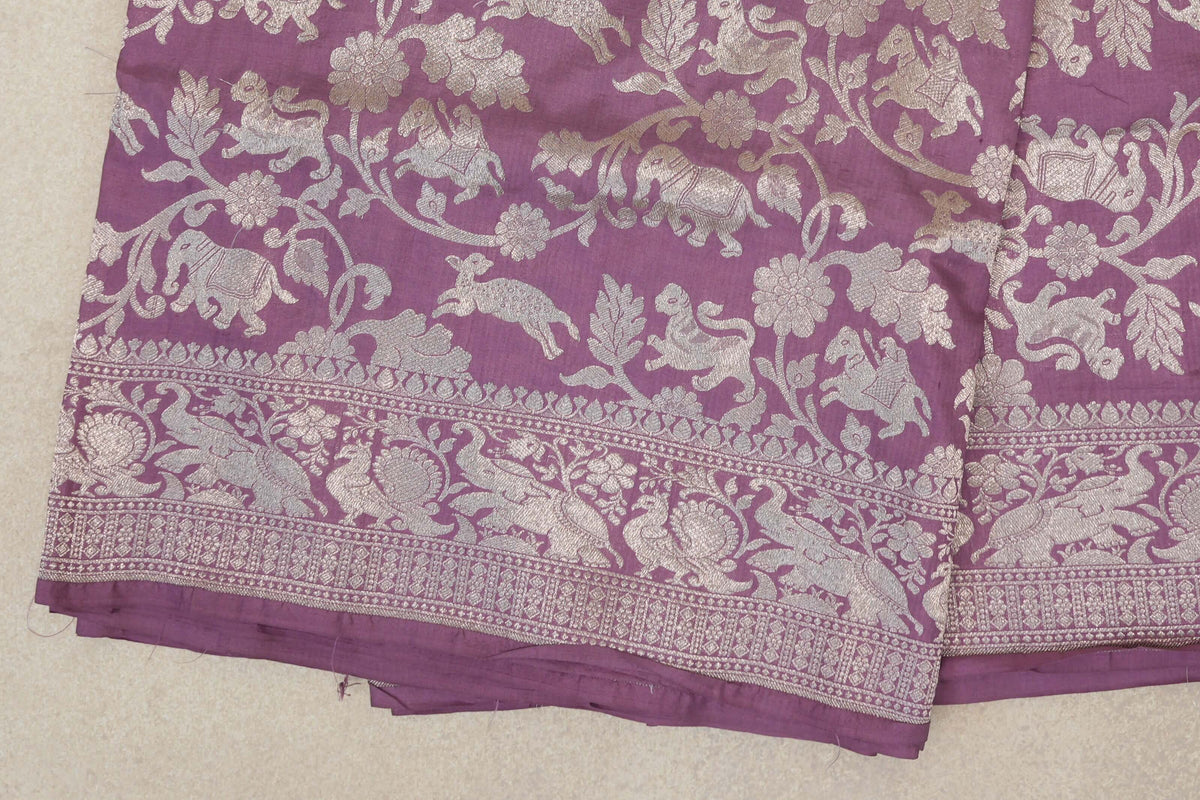 Dusty Lavender Banarasi Silk Saree border zoom