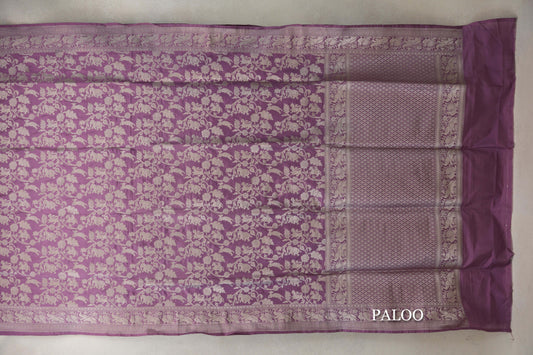 Dusty Lavender Banarasi Silk Saree paloo