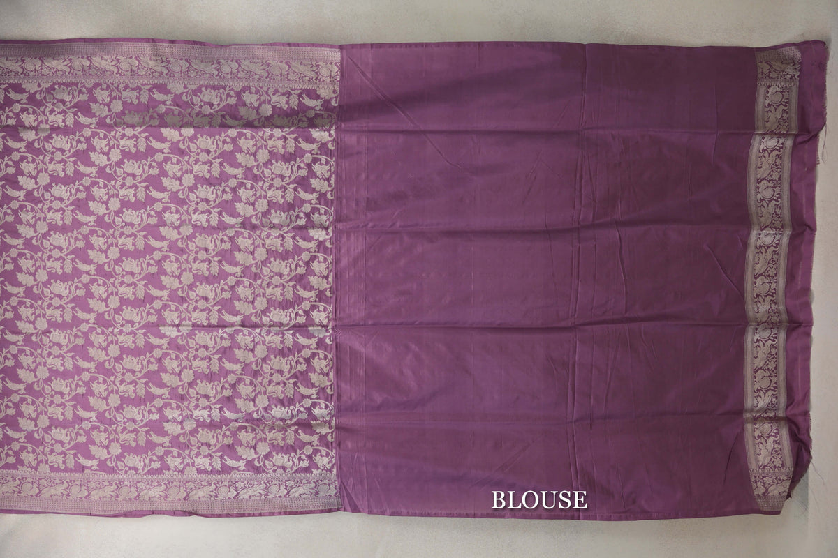 Dusty Lavender Banarasi Silk Saree blouse