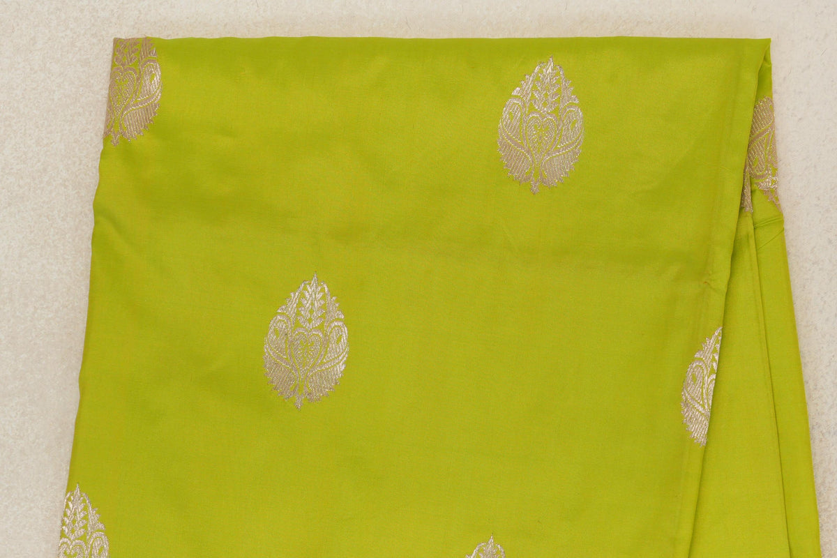  Lime Green Banarasi Silk Saree body zoom