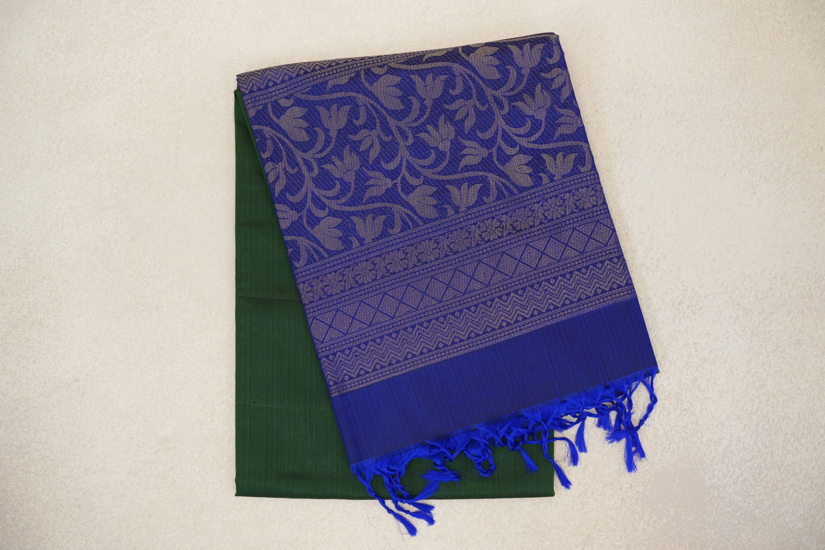 Deep Forest Green Soft Silk Saree