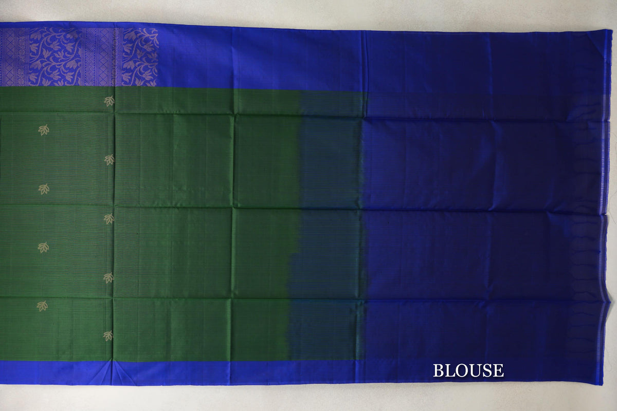Deep Forest Green Soft Silk Saree blouse