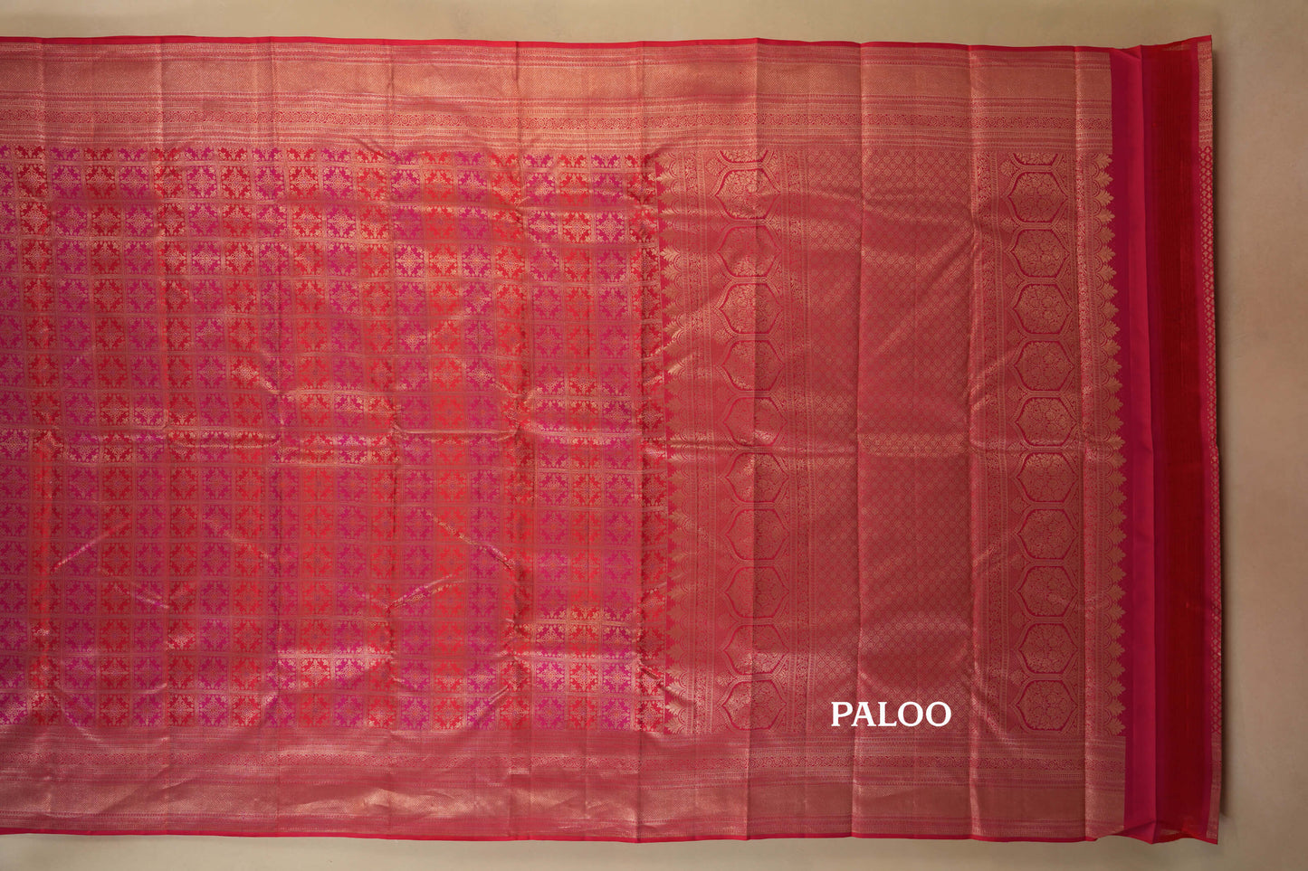 Reddish Pink Vintage Kanjivaram Silk Saree by Shreenivas Silks PSSR017946