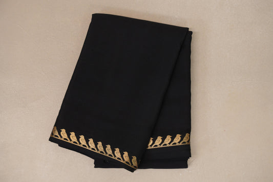 Deep Black Mysore Silk Saree PSSR018998