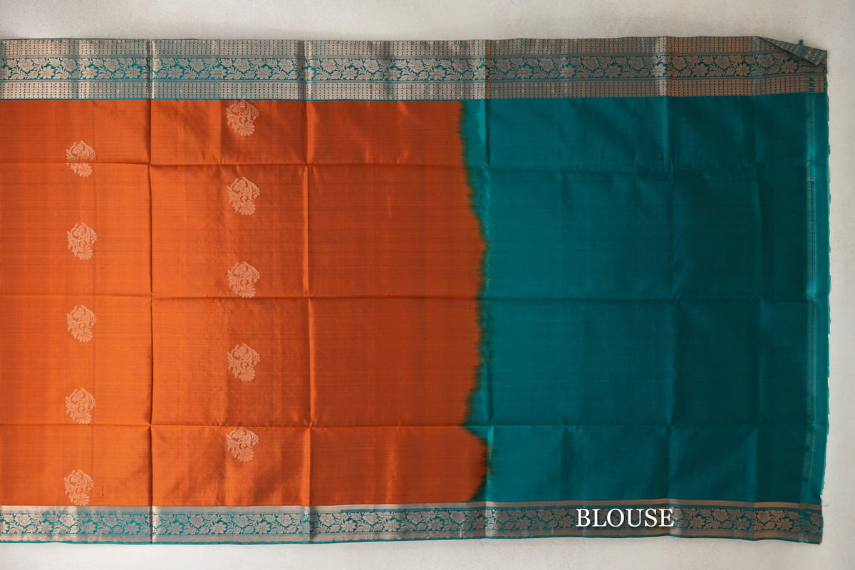 Burnt Orange Borders Soft Silk Saree blouse