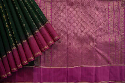 Bottle green kanchipuram silk saree