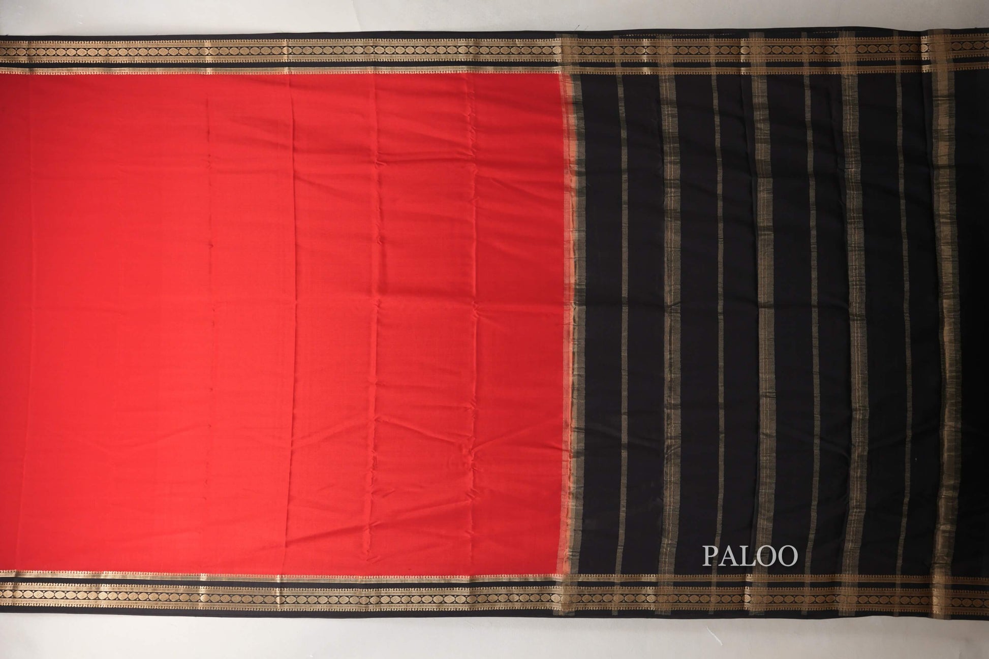 Red Mysore Silk Saree paloo