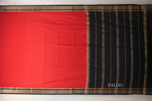 Red Mysore Silk Saree paloo