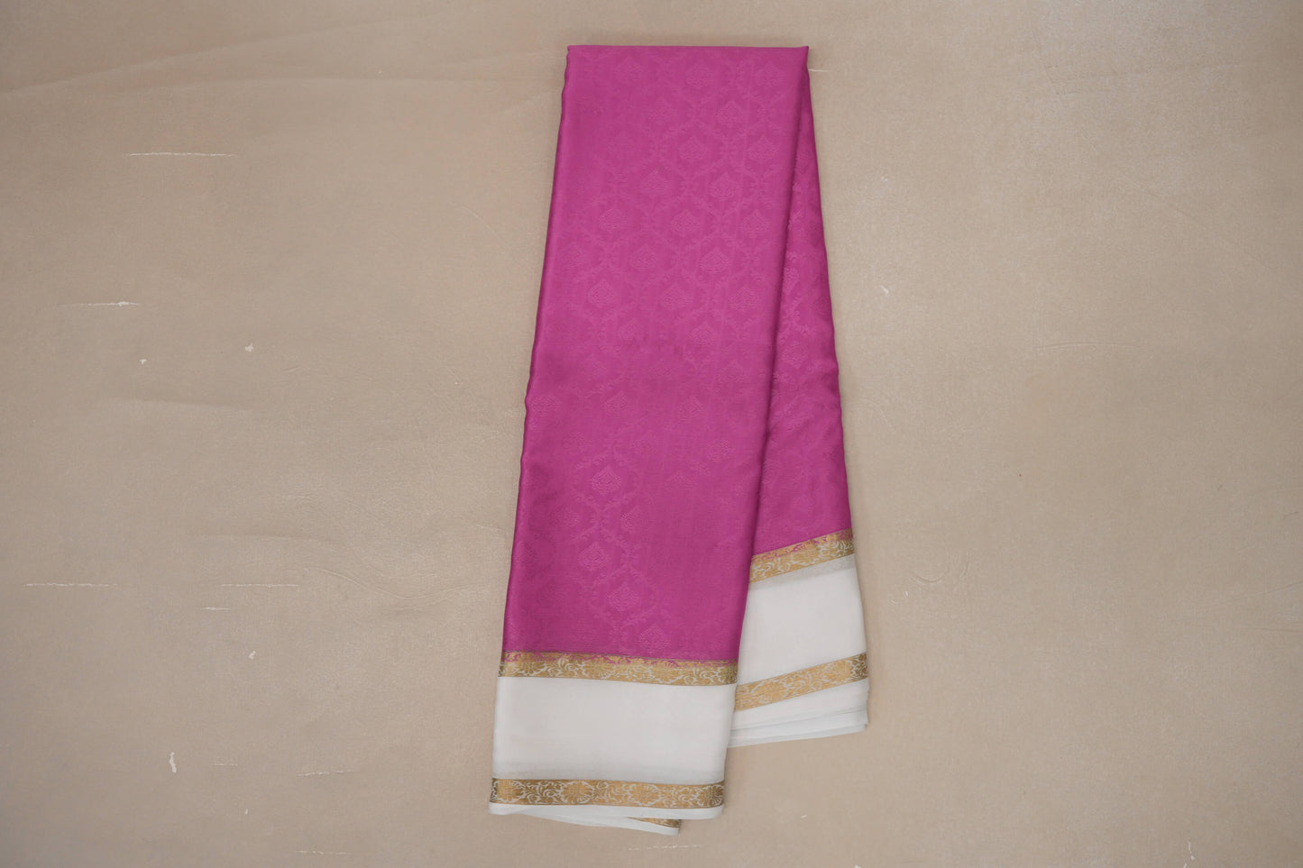 Pink with Milk White Borders Mysore Silk Saree by Shreenivas Silks PSSR019003