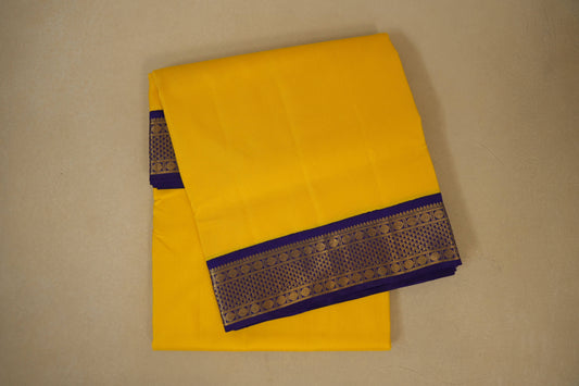 Yellow with Violet Borders Ten yards silk saree by Shreenivas silks PSSR017954