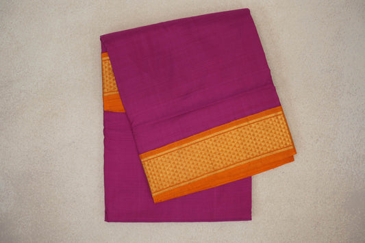 Pastel Beetroot with Mustard Orange Borders Ten Yards Silk Saree