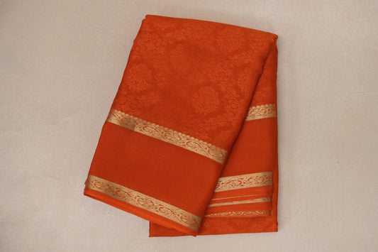 Rust Orange Mysore Silk Saree by Shreenivas Silks PSSR019005 - Parisera