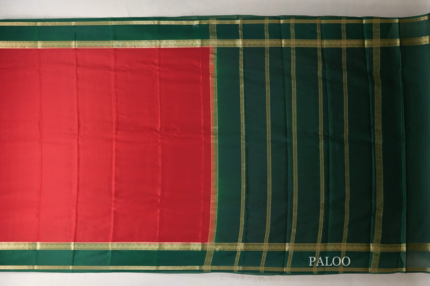 Red Mysore Silk Saree paloo