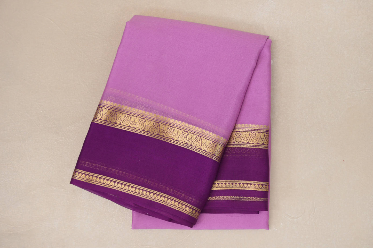 Lavender Mysore Silk Saree folded 