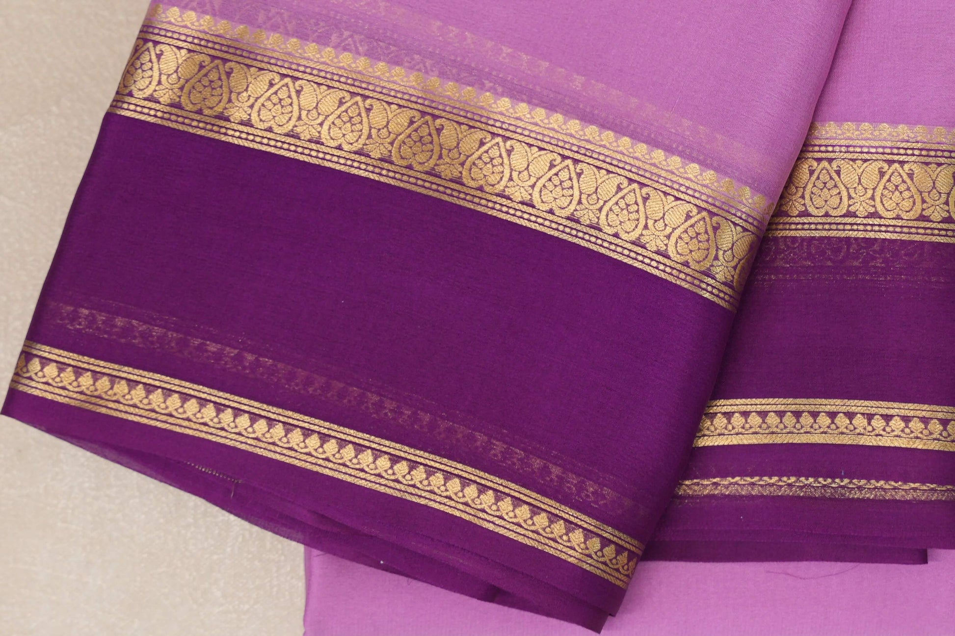 Lavender Mysore Silk Sareeborder zoom