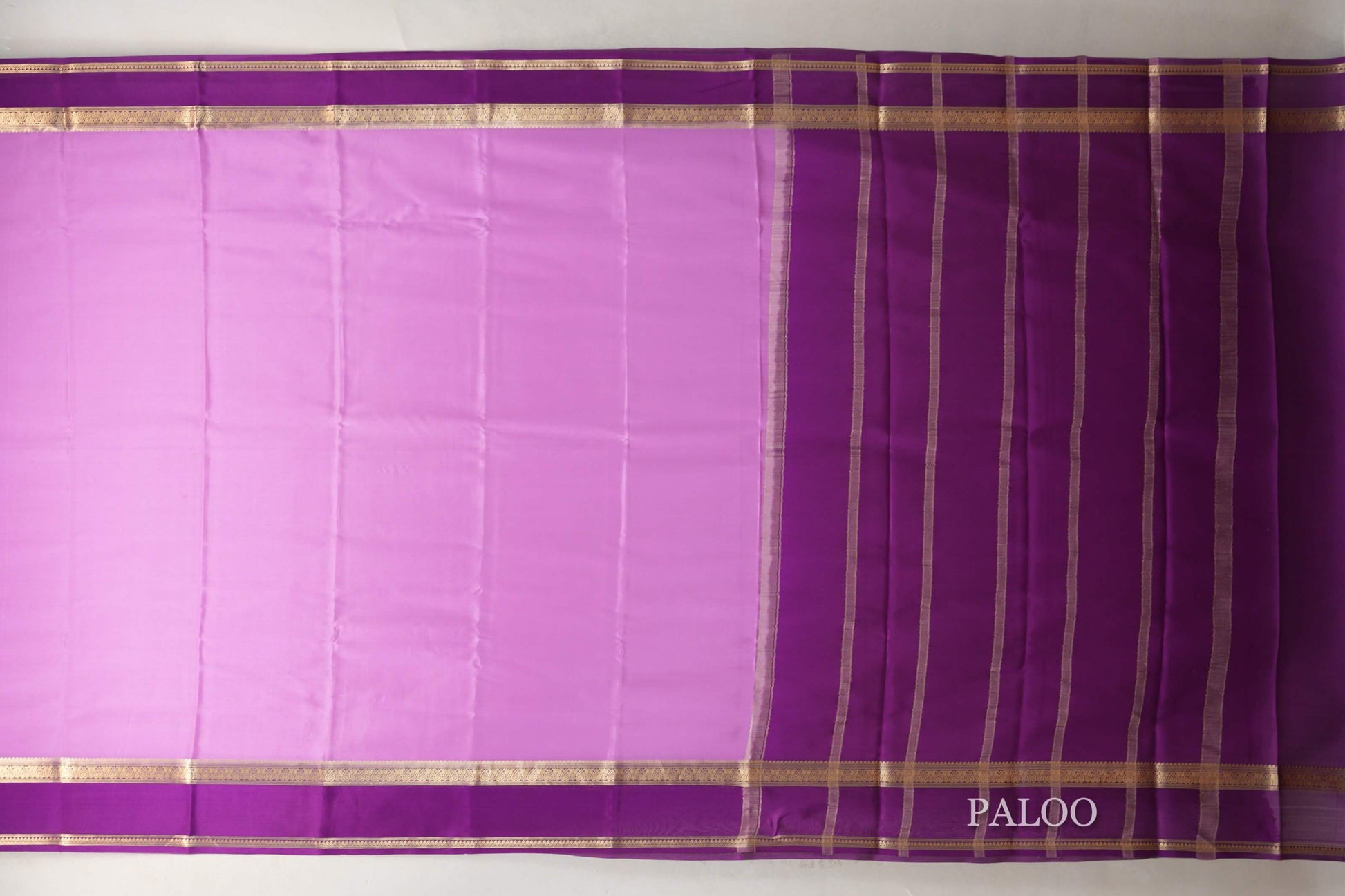 Lavender Mysore Silk Saree paloo