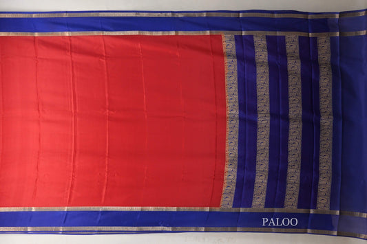 Red Mysore Silk Saree paloo