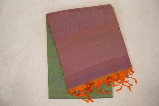 Dual Tone of Green and Violet with Dual Tone of Orange and Violet Borders Soft Silk Saree