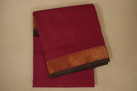Maroon with diamond borders Ten yards silk saree by Shreenivas silks PSSR017963