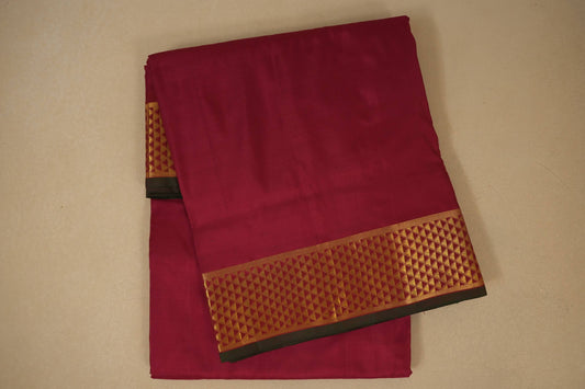 Maroon with diamond borders Ten yards silk saree by Shreenivas silks PSSR017968