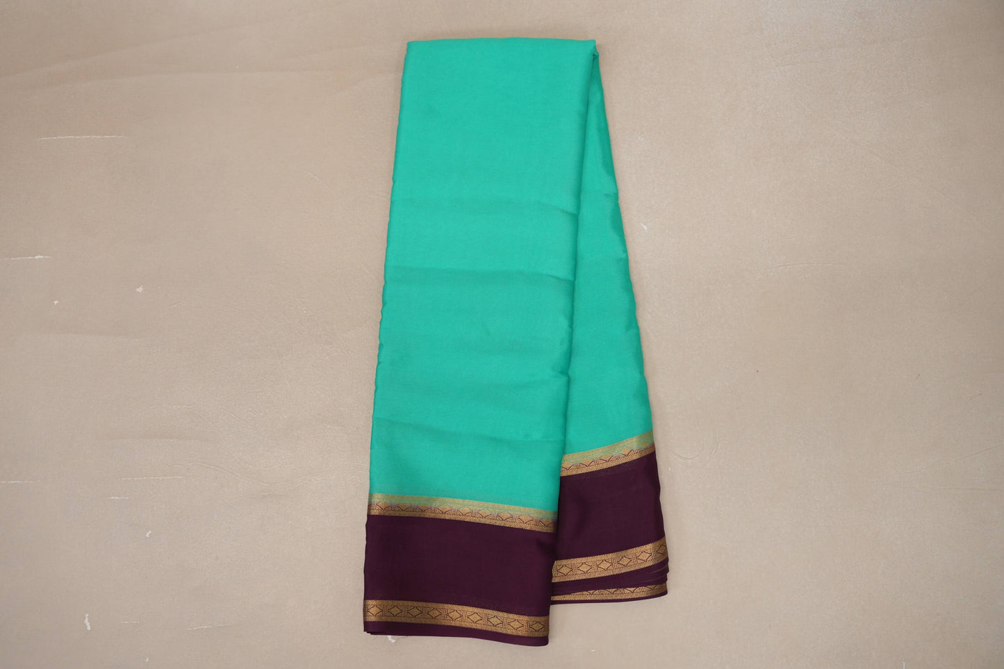 Aqua Green with Deep Purple Borders Mysore Silk Saree by Shreenivas Silks PSSR019012