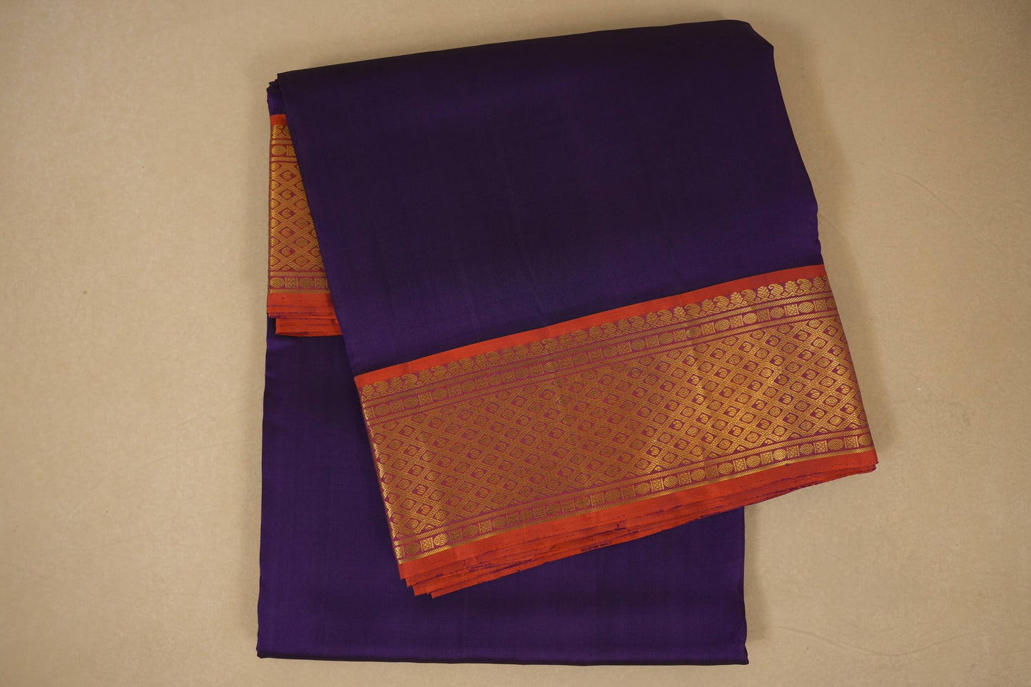 Purple with orange borders Ten yards silk saree by Shreenivas silks PSSR017969