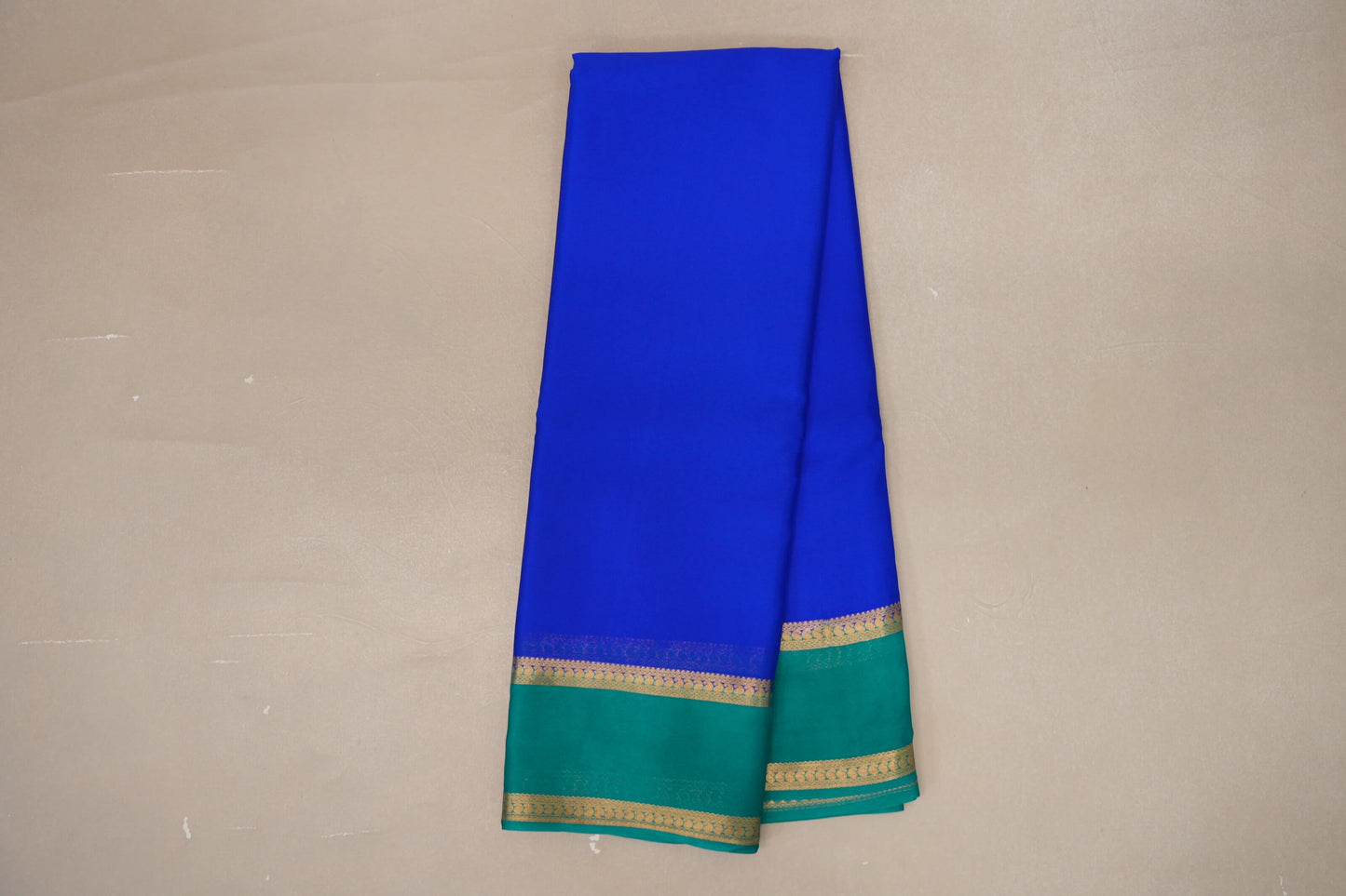 Bright Royal Blue with Rama Green Borders Mysore Silk Saree by Shreenivas Silks PSSR019013