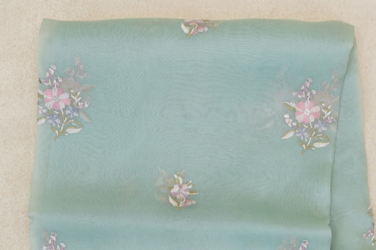 Pastel Aqua Green Organza Silk Saree body