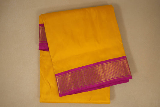 Yellow with pink borders Ten yards silk saree by Shreenivas silks PSSR017970