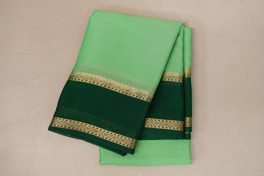folded Pastel Pistachio Green Mysore Silk Saree