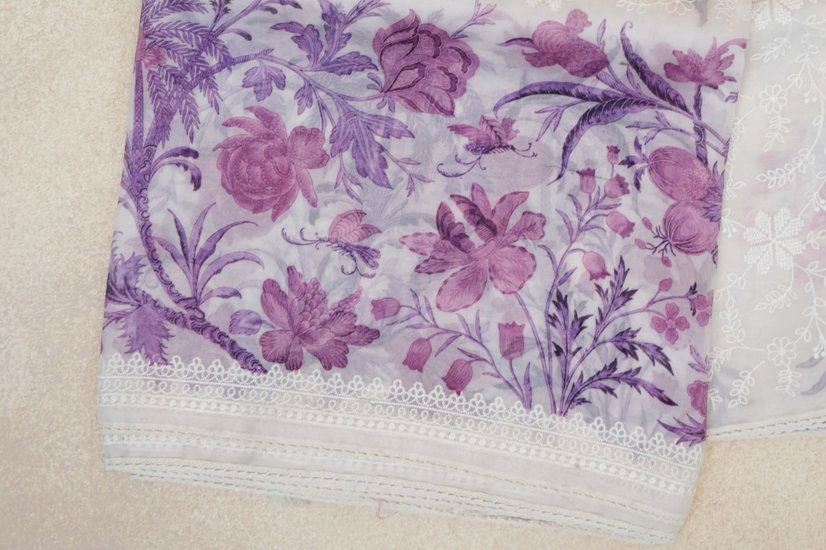Pearl White Organza Silk Saree border