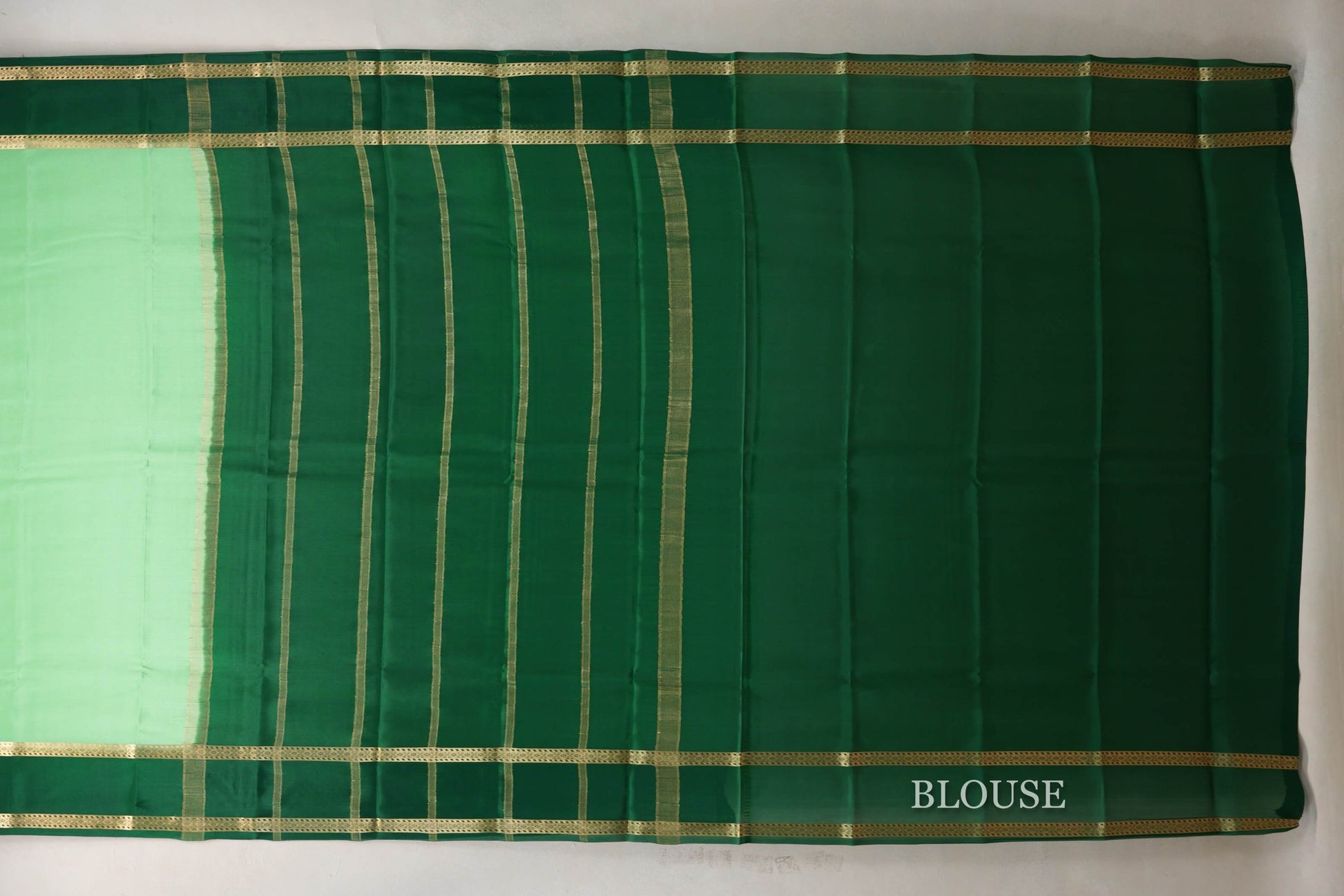 Pastel Pistachio Green Mysore Silk Saree blouse