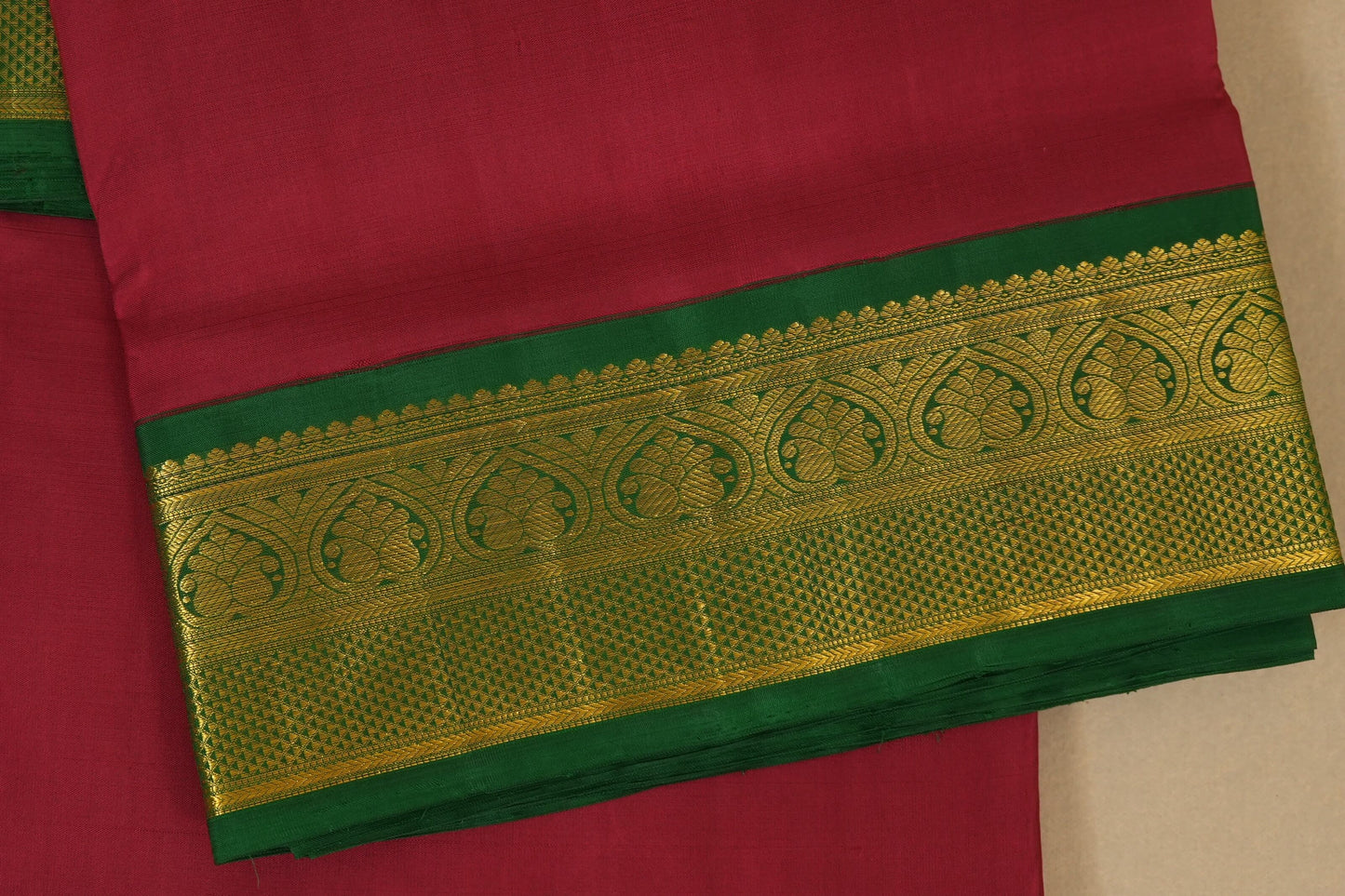 Maroon with green borders Ten yards silk saree by Shreenivas silks PSSR017973