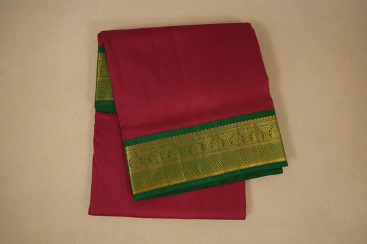 Maroon with green borders Ten yards silk saree by Shreenivas silks PSSR017973