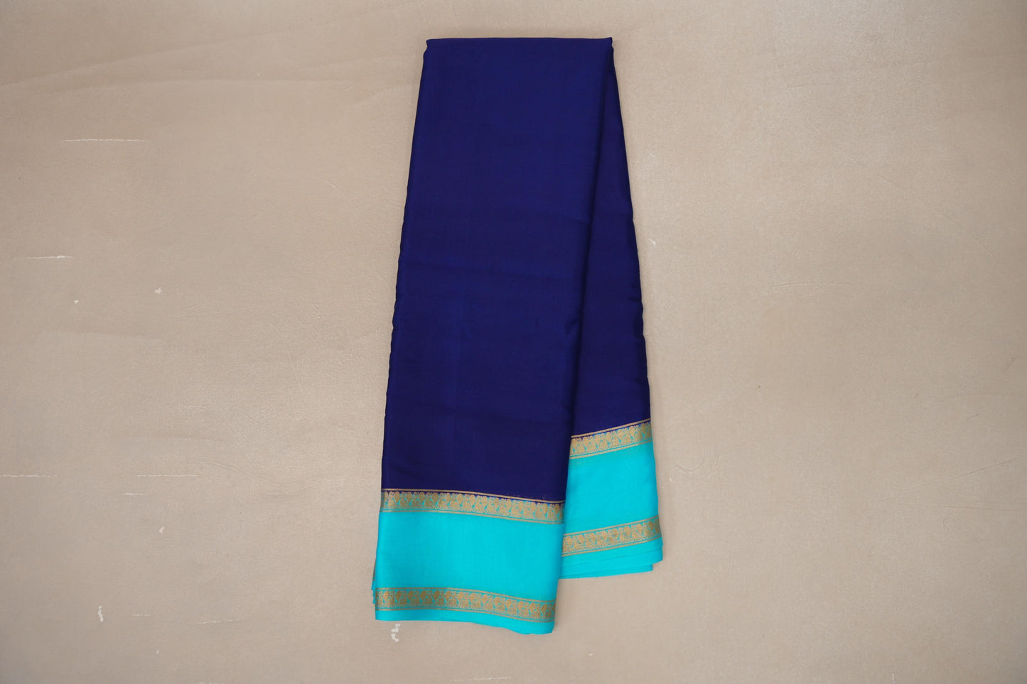 Deep Blue with Aqua Blue Borders Mysore Silk Saree by Shreenivas Silks PSSR019015