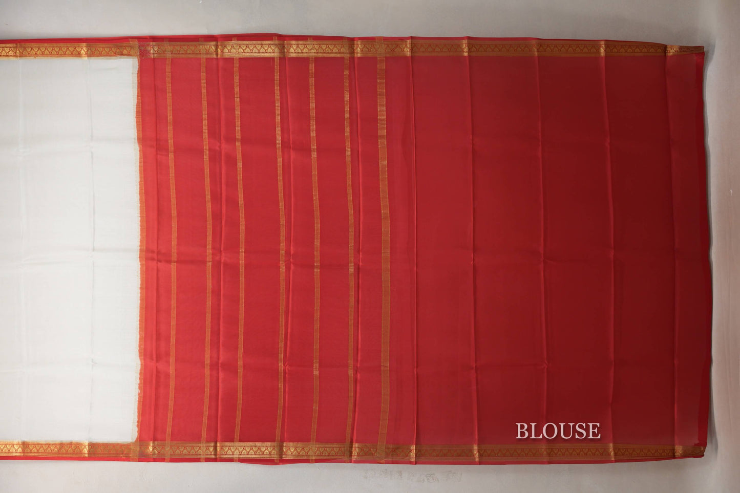 Cream with Red Borders Mysore Silk Saree by Shreenivas Silks PSSR019016