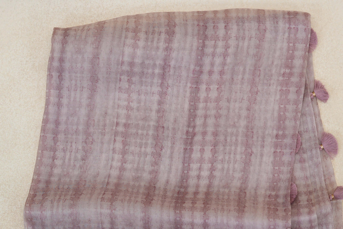 Dusty Mauve Organza Silk Saree body