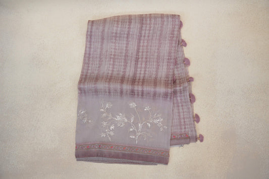 Dusty Mauve Organza Silk Saree