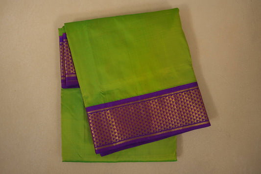 Fluorecent Green with magenta borders Ten yards silk saree by Shreenivas silks PSSR017976