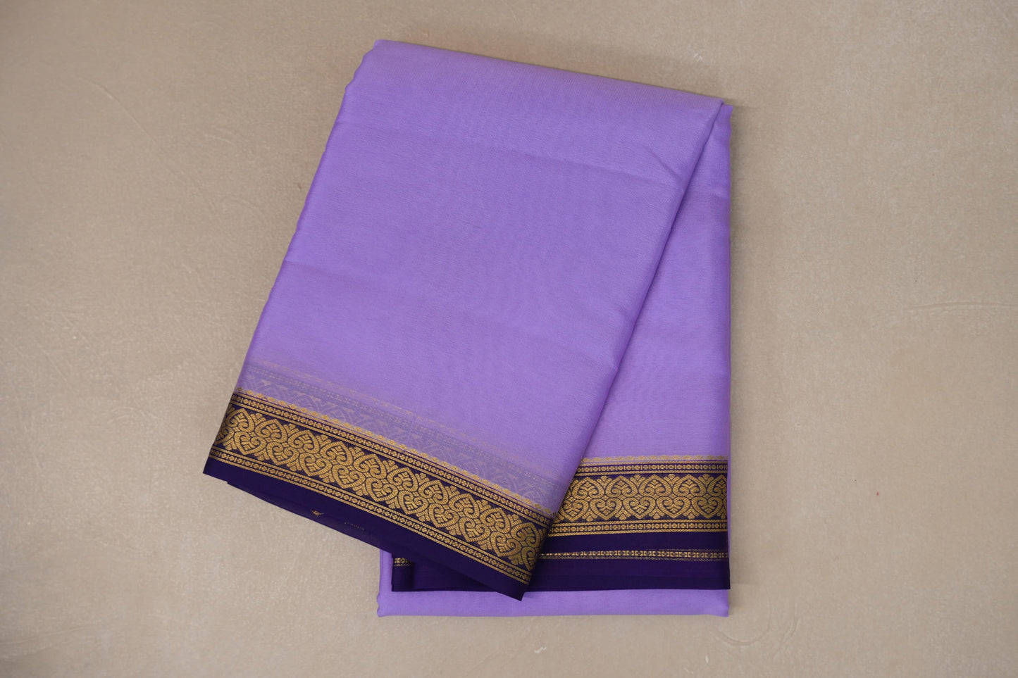 folded Lavender Mysore Silk Saree