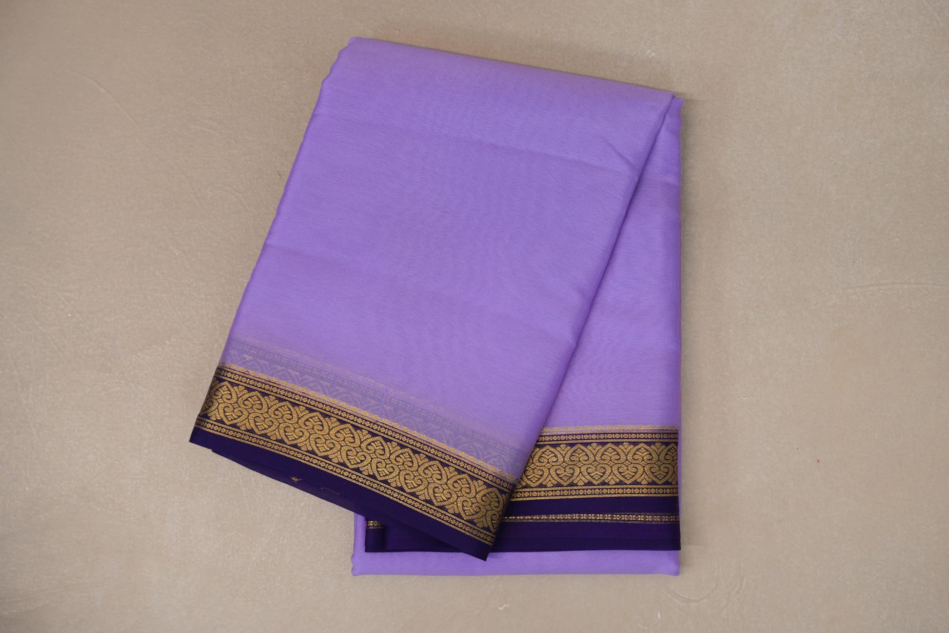 folded Lavender Mysore Silk Saree