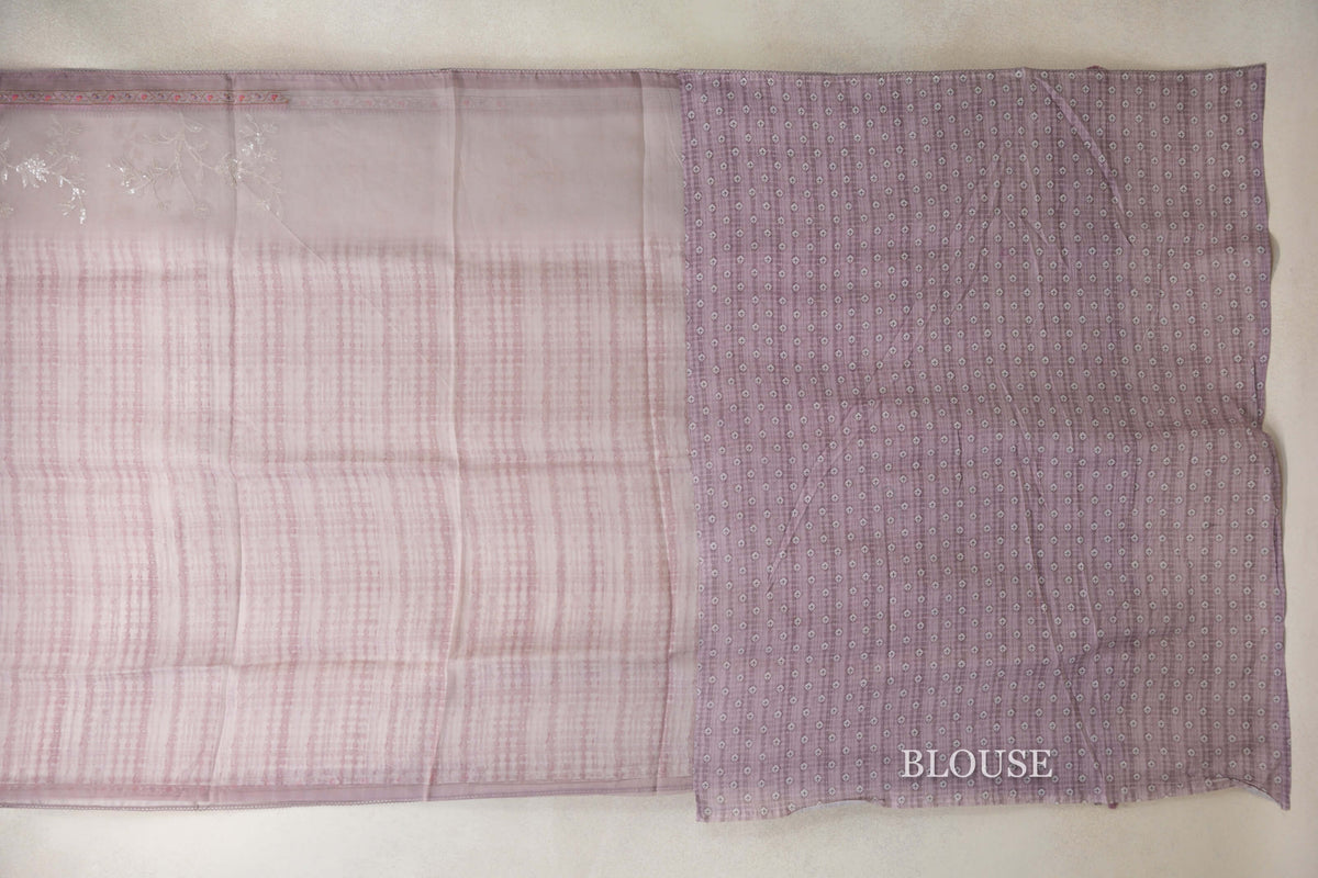 Dusty Mauve Organza Silk Saree blouse