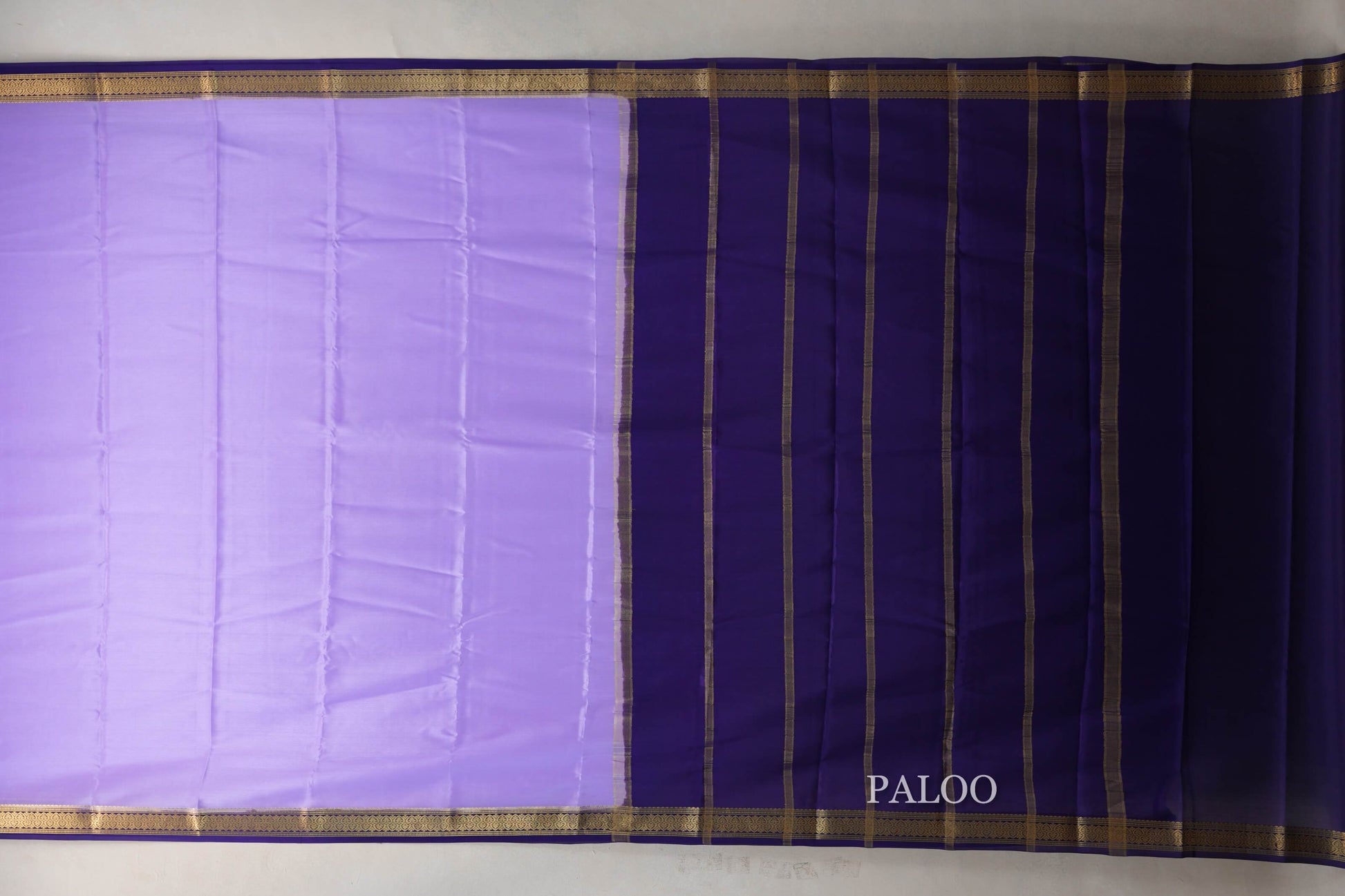 Lavender Mysore Silk Saree paloo