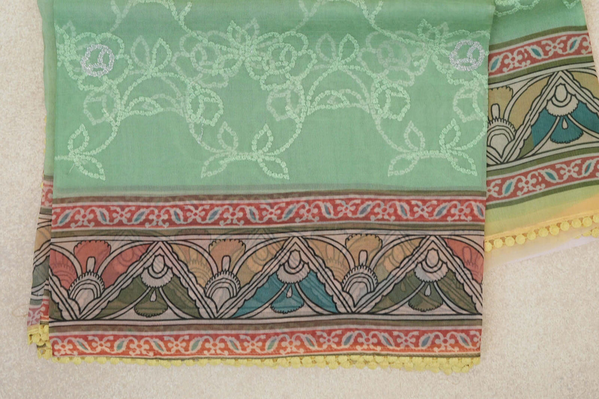 Pastel Green Organza Silk Saree border